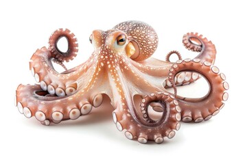 Obraz premium Octopus on White Background. Marine Mollusc Isolated in a Cold Sea with a Touch of Luxury