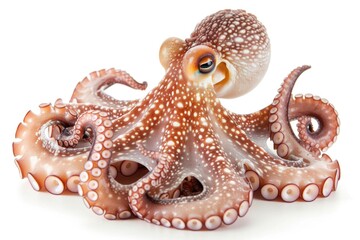 Obraz premium Octopus on White Background. Marine Mollusc Isolated in Elegant Scene