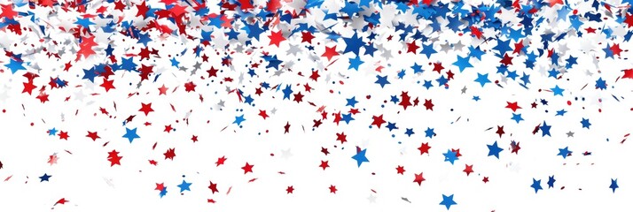Simple Confetti. Patriotic USA Banner Mockup with Stars and Celebratory Confetti