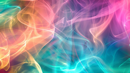 Fototapeta premium Dynamic Smoke Swirls in Teal, Pink & Orange on Dark Background