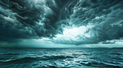 Storm Clouds Over Water. Dramatic Stormy Clouds in the Sky Above the Sea