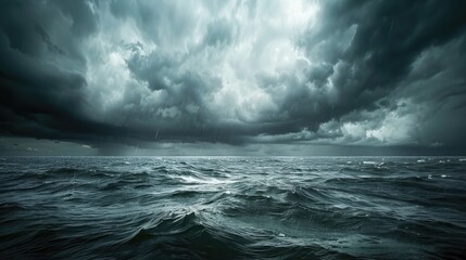 Fototapeta premium Storm Clouds Over Water. Dramatic Stormy Clouds in the Sky over the Sea