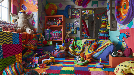 colorful room with lots of children's toys