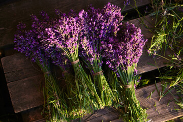beautiful bouquets of fresh lavender close-up