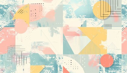 Geometric shapes and textures in pastel colors