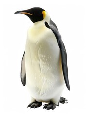 Fototapeta premium Penguin Isolated. Emperor Penguins in White, Isolated in Antarctica