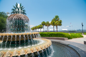 Waterfront fountain in the historical district of Charleston, SC.