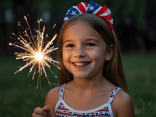 portrait of a girl with fireworks
