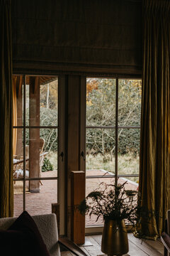 Cozy interior view towards garden