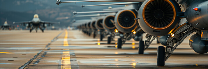 Closeup of a fighter jet engine in the parking lot.