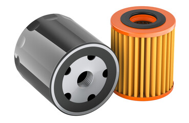 Car Oil Filters, 3D rendering isolated on transparent background