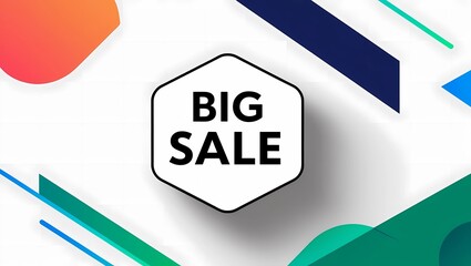 Modern Big Sale Badge with Colorful Abstract Background and Shadow in 3D Design for Promotions and Discounts