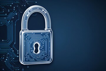 Digital illustration of a padlock integrated into a circuit board, symbolizing cybersecurity
