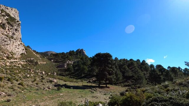 Panoramic view on hiking trail to Maroma peak, Sierra Tejeda, Spain 