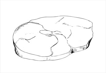 Graphic drawing of raw steak. Hand drawn beef meat vector sketch for cafe and restaurant design