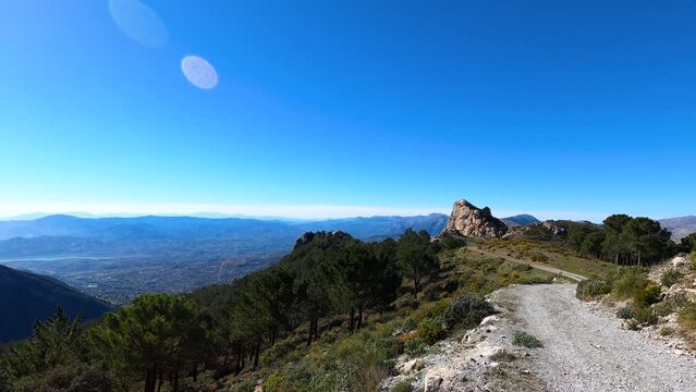 Panoramic view on hiking trail to Maroma peak, Sierra Tejeda, Spain 