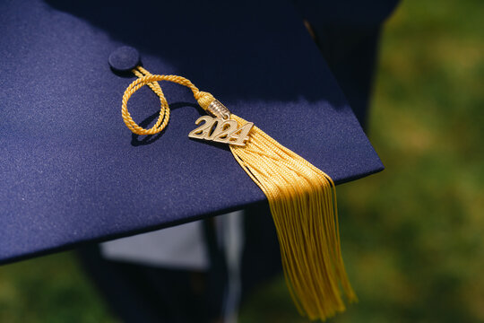 close up of cap on graduation day 