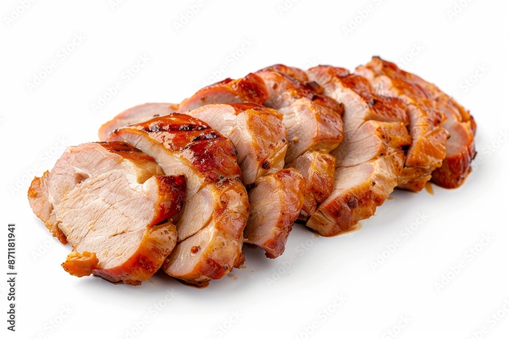 Poster cooked pork slices set apart