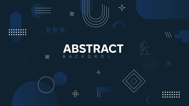 Abstract minimalistic background. Moving banner with linear geometric figures. Place for text and presentation. Geometrical patterns and ornaments. Dots and triangles. Flat style animated video clip
