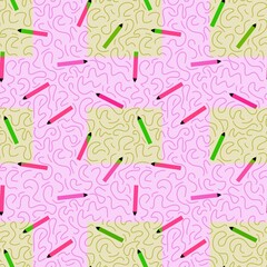 Cartoon pencil seamless school pattern for wrapping paper and fabrics and linens