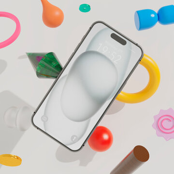Phone and abstract shapes