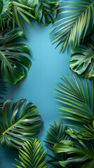 Obraz premium Tropical Palm leaves. Summer exotic trendy background with place for text 