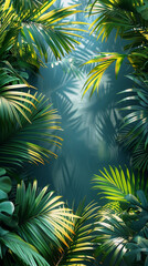 Tropical Palm leaves. Summer exotic trendy background with place for text	