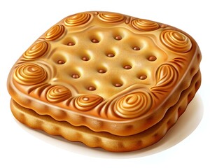 Sandwich cookies with chocolate cream. 3d illustration. Isolated on white background.