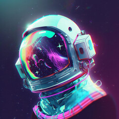 A vector illustration of a vaporwave-inspired logo [Astronaut]