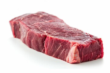 Fototapeta premium Fresh raw Tenderloin Tail Strip Steak Short Loin on white background close up view