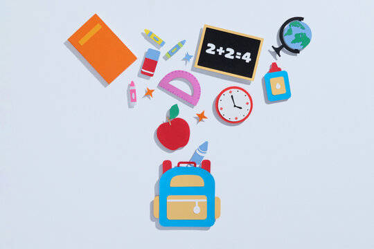 Set of school stationery on a white background - Powered by Adobe
