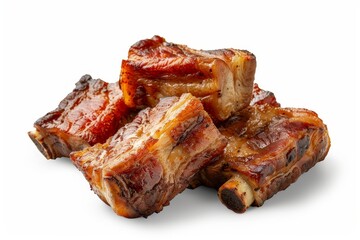 Grilled pig tails on white background