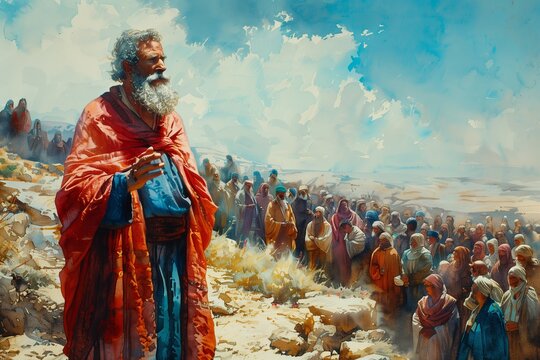 Moses' Farewell Address Watercolor