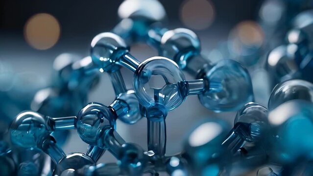 Molecular Structure, Science or medical animation. Background with molecule or atom. Realistic cool molecule structure animation. cosmetic skin cells. Essence Ball Molecules