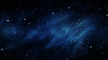A star-filled night sky with blue nebulous clouds creating a stunning cosmic scene. The stars sparkle brightly against the deep blue background, evoking wonder.