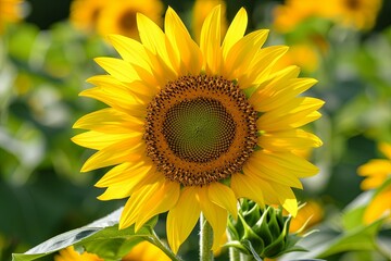 Close-Up of a Sunflower in a Summer Garden