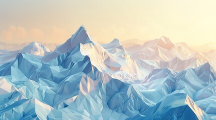 Geometric Harmony: Abstract Polygonal Mountain Range with Majestic Peaks and Valleys