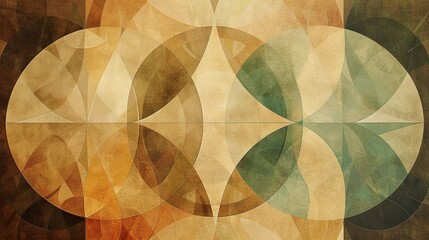 Harmony in Symmetry: Abstract Design with Overlapping Circles and Arcs in Muted Colors