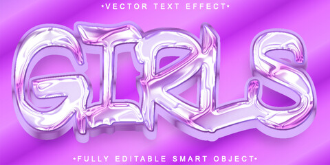 Cartoon Pink Girl Vector Fully Editable Smart Object Text Effect