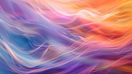 Tranquil Abstract Composition with Fluid Waves of Color