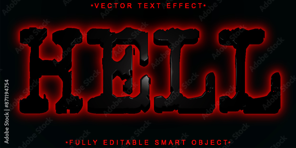 Poster black red light hell worn vector fully editable smart object text effect