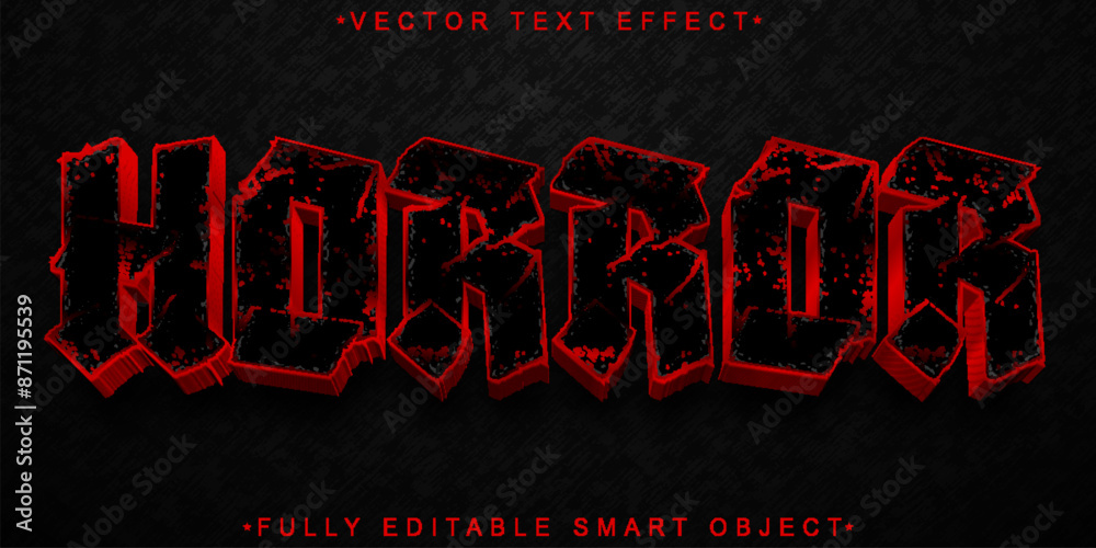 Poster red dark horror vector fully editable smart object text effect