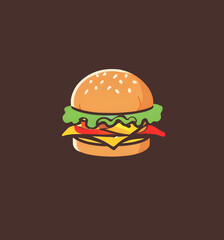 Hamburger logo icon illustration with copy space on a solid background.