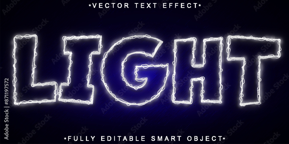 Poster white light vector fully editable smart object text effect