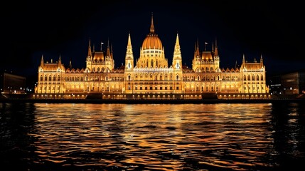 Naklejka premium Night Parliament in Budapest