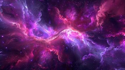 Ethereal Nebula Exploration: Mesmerizing cosmic forms in deep purples and pinks
