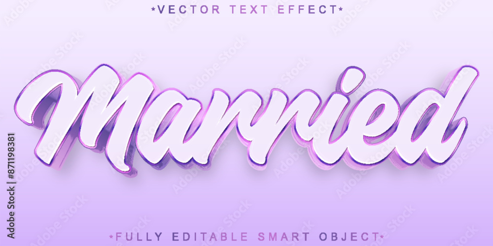 Poster purple married vector fully editable smart object text effect