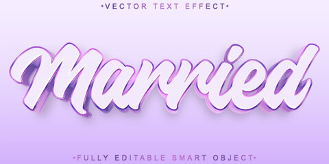 Purple Married Vector Fully Editable Smart Object Text Effect