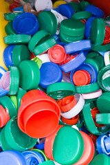 Close-Up of Colorful Plastic Bottle Caps