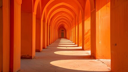 Obraz premium Orange arches, building, architecture, interior design, entrance